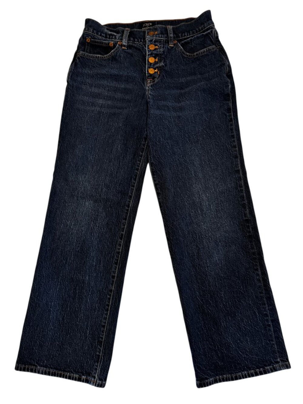 J. Crew Full Length Wide Leg Jeans Size 26P in Space Navy Wash - Picture 3 of 9